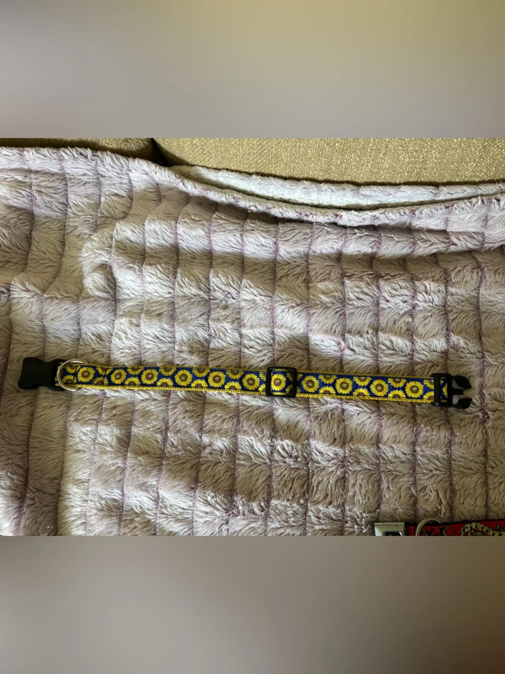 Navy & Yellow Sparkling Sunflower Dog Collar Size Large